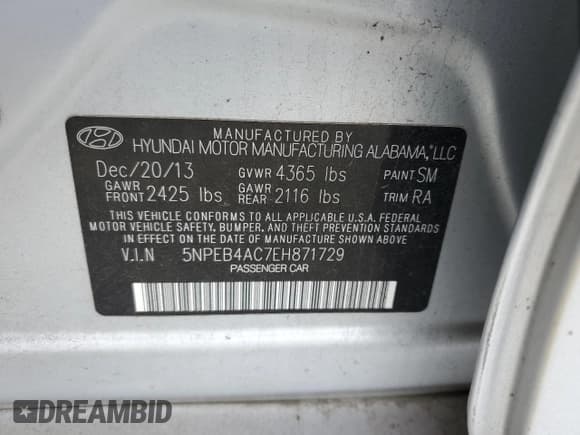 ✅ 2014 Hyundai Sonata GLS • VIN: 5NPEB4AC7EH871729 • Lot: 72622954. Listed on Copart with 143,468 mi. Free auction sales archive from the USA and detailed vehicle history report at DreamBid. Image 12.