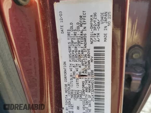 ✅ 2004 Scion xB • VIN: JTLKT324440151998 • Лот: 67689265. Опубликован ранее на Copart с пробегом 189 309 миль. Бесплатный доступ к архиву аукционных продаж из США и подробный отчёт об истории автомобиля на DreamBid. Изображение 13.