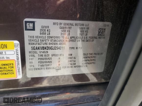 ✅ 2016 Buick Enclave Leather • VIN: 5GAKVBKD9GJ294011 • Lot: 84877505. Listed on Copart with 230,507 mi. Free auction sales archive from the USA and detailed vehicle history report at DreamBid. Image 13.