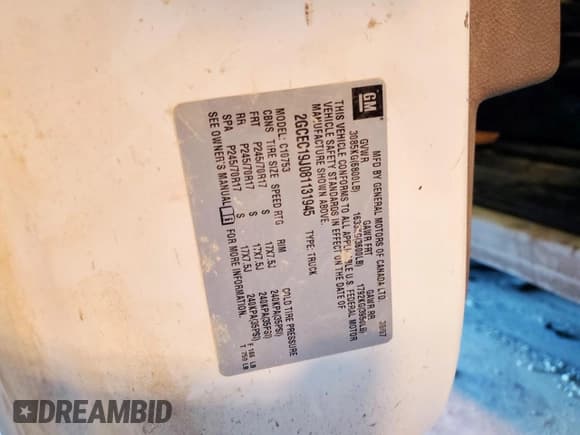 ✅ 2008 Chevrolet Silverado 1500 1LT • VIN: 2GCEC19J081131945 • Lot: 90699475. Listed on Copart with Not provided. Free auction sales archive from the USA and detailed vehicle history report at DreamBid. Image 12.