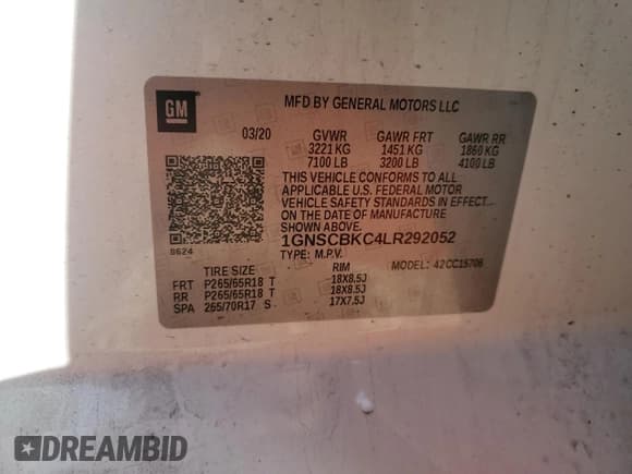 ✅ 2020 Chevrolet Tahoe LT • VIN: 1GNSCBKC4LR292052 • Lot: 44779625. Wystawiony na Copart z przebiegiem 81 551 mil. Bezpłatny archiwum sprzedaży aukcyjnych z USA i szczegółowy raport historii pojazdu na DreamBid. Zdjęcie 13.