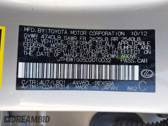 ✅ 2013 Lexus ES 300h • VIN: JTHBW1GG5D2010032 • Lot: 43599528. Wystawiony na IAAI z przebiegiem 93 348 mil. Bezpłatny archiwum sprzedaży aukcyjnych z USA i szczegółowy raport historii pojazdu na DreamBid. Zdjęcie 9.