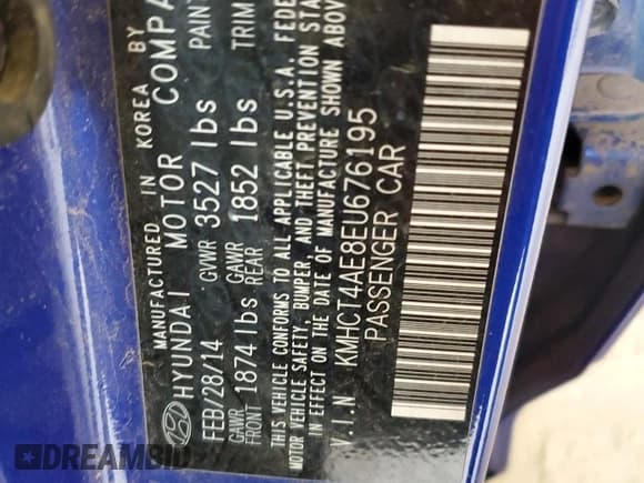 ✅ 2014 Hyundai Accent GLS • VIN: KMHCT4AE8EU676195 • Лот: 71285784. Опубликован ранее на Copart с пробегом 94 677 миль. Бесплатный доступ к архиву аукционных продаж из США и подробный отчёт об истории автомобиля на DreamBid. Изображение 12.