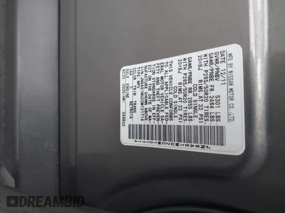 ✅ 2012 Infiniti FX • VIN: JN8AS1MU2CM121714 • Lot: 42444592. Listed on IAAI with 122,377 mi. Free auction sales archive from the USA and detailed vehicle history report at DreamBid. Image 9.