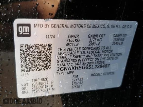 ✅ 2025 Chevrolet Equinox FWD LT • VIN: 3GNAXHEG6SL228487 • Lot: 68227065. Wystawiony na Copart z przebiegiem 15 007 mil. Bezpłatny archiwum sprzedaży aukcyjnych z USA i szczegółowy raport historii pojazdu na DreamBid. Zdjęcie 14.