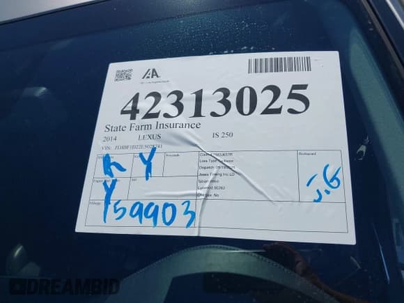 ✅ 2014 Lexus IS 250 • VIN: JTHBF1D22E5028741 • Lot: 42313025. Listed on IAAI with 159,903 mi. Free auction sales archive from the USA and detailed vehicle history report at DreamBid. Image 18.