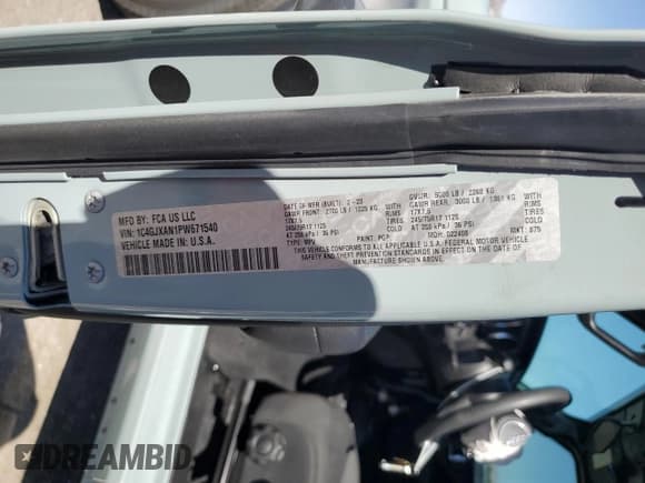 ✅ 2023 Jeep Wrangler Sport S • VIN: 1C4GJXAN1PW671540 • Lot: 67381235. Listed on Copart with 31,361 mi. Free auction sales archive from the USA and detailed vehicle history report at DreamBid. Image 12.