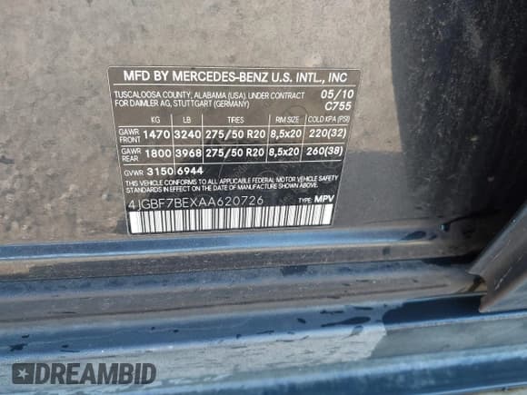 ✅ 2010 Mercedes-Benz GL 450 • VIN: 4JGBF7BEXAA620726 • Lot: 43381547. Listed on IAAI with 167,318 mi. Free auction sales archive from the USA and detailed vehicle history report at DreamBid. Image 9.