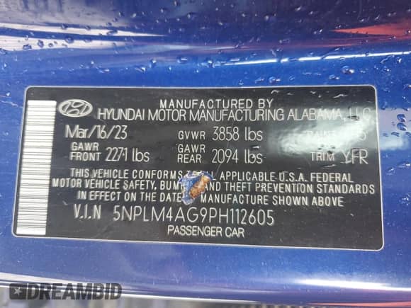 2023 Hyundai Elantra SEL with VIN 5NPLM4AG9PH112605, listed as a Copart auction lot 59330745 with 31,260 mi miles and Salvage title. Bid and sale history available at DreamBid. Image 13.