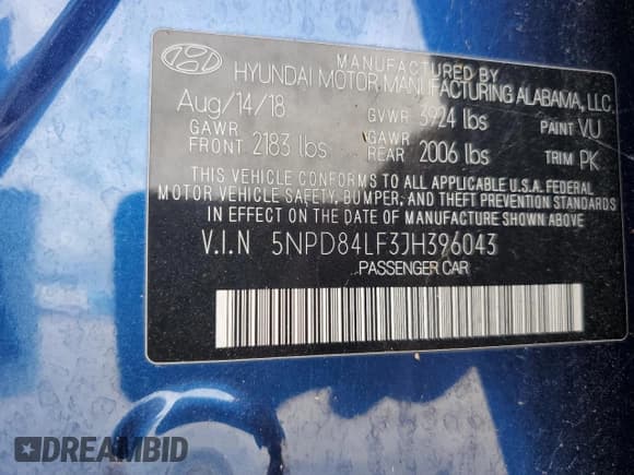 ✅ 2018 Hyundai Elantra SEL • VIN: 5NPD84LF3JH396043 • Lot: 91777815. Wystawiony na Copart z przebiegiem 185 691 mil. Bezpłatny archiwum sprzedaży aukcyjnych z USA i szczegółowy raport historii pojazdu na DreamBid. Zdjęcie 12.