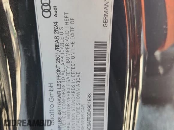 ✅ 2013 Audi RS 5 • VIN: WUAC6AFR3DA901583 • Lot: 86330885. Listed on Copart with 96,892 mi. Free auction sales archive from the USA and detailed vehicle history report at DreamBid. Image 13.