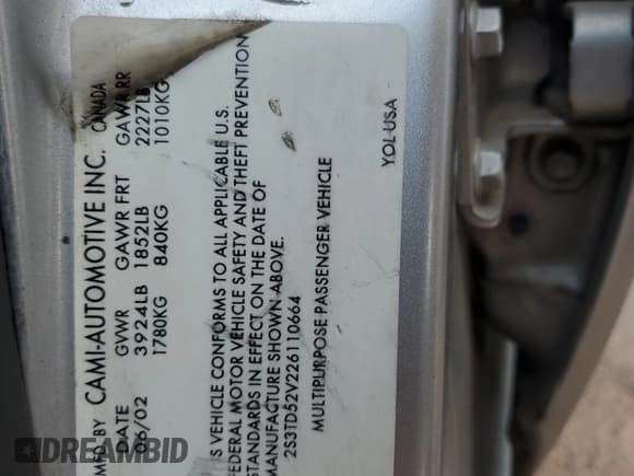 ✅ 2002 Suzuki Vitara JLX • VIN: 2S3TD52V226110664 • Lot: 71502745. Wystawiony na Copart z przebiegiem 101 888 mil. Bezpłatny archiwum sprzedaży aukcyjnych z USA i szczegółowy raport historii pojazdu na DreamBid. Zdjęcie 13.