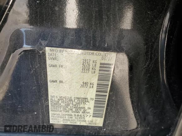 ✅ 2017 Nissan Altima SR • VIN: 1N4AL3AP0HN346577 • Lot: 45187625. Listed on Copart with 87,109 mi. Free auction sales archive from the USA and detailed vehicle history report at DreamBid. Image 14.