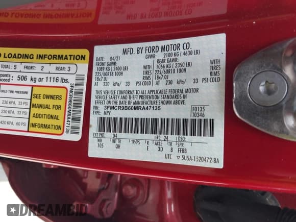 ✅ 2021 Ford Bronco Sport Big Bend • VIN: 3FMCR9B60MRA47135 • Lot: 42177717. Listed on IAAI with 25,103 mi. Free auction sales archive from the USA and detailed vehicle history report at DreamBid. Image 9.