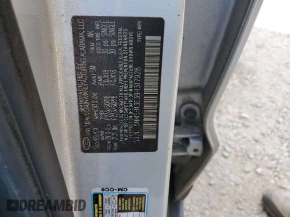 ✅ 2009 Hyundai Santa Fe Limited • VIN: 5NMSH13E39H317928 • Lot: 85739164. Listed on Copart with 73,984 mi. Free auction sales archive from the USA and detailed vehicle history report at DreamBid. Image 13.