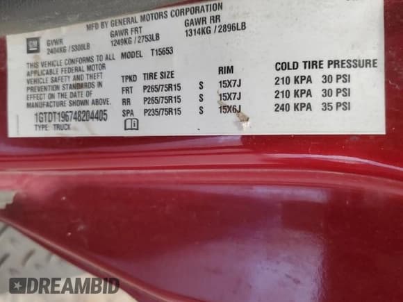 ✅ 2004 GMC Canyon SLE Z71 • VIN: 1GTDT196748204405 • Lot: 70221384. Listed on Copart with 207,718 mi. Free auction sales archive from the USA and detailed vehicle history report at DreamBid. Image 14.