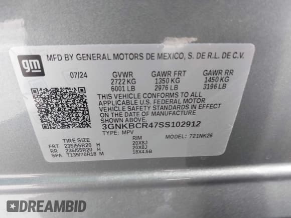 ✅ 2025 Chevrolet Blazer LT • VIN: 3GNKBCR47SS102912 • Lot: 42793367. Listed on IAAI with 6,197 mi. Free auction sales archive from the USA and detailed vehicle history report at DreamBid. Image 9.