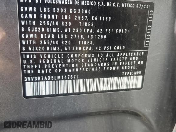 ✅ 2020 Volkswagen Tiguan SE • VIN: 3VV3B7AX5LM147672 • Lot: 84268475. Wystawiony na Copart z przebiegiem 93 198 mil. Bezpłatny archiwum sprzedaży aukcyjnych z USA i szczegółowy raport historii pojazdu na DreamBid. Zdjęcie 13.