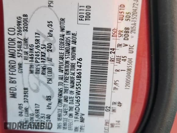 ✅ 2005 Ford Explorer Limited • VIN: 1FMDU65W55UB61476 • Лот: 64595695. Опубликован ранее на Copart с пробегом 226 913 миль. Бесплатный доступ к архиву аукционных продаж из США и подробный отчёт об истории автомобиля на DreamBid. Изображение 13.