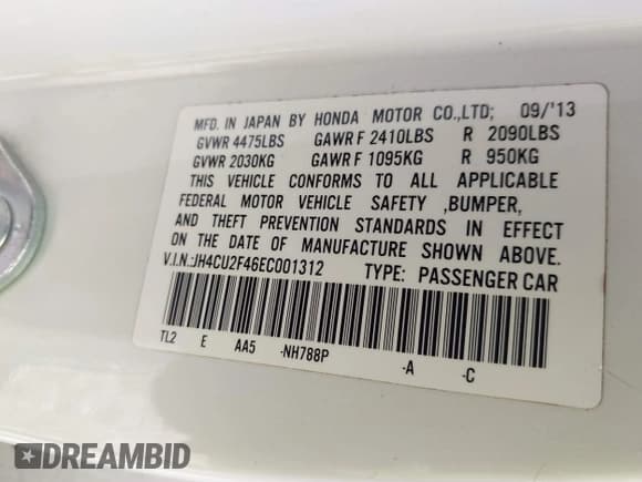 ✅ 2014 Acura TSX • VIN: JH4CU2F46EC001312 • Лот: 42209681. Опубликован ранее на IAAI с пробегом 177 152 миль. Бесплатный доступ к архиву аукционных продаж из США и подробный отчёт об истории автомобиля на DreamBid. Изображение 9.