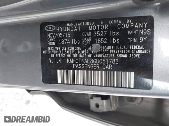 2016 Hyundai Accent SE с VIN KMHCT4AE8GU051783, выставлен на аукционе IAAI как лот 43472231 с пробегом 86 340 миль миль и . История ставок и продаж доступна на DreamBid. Изображение 9.