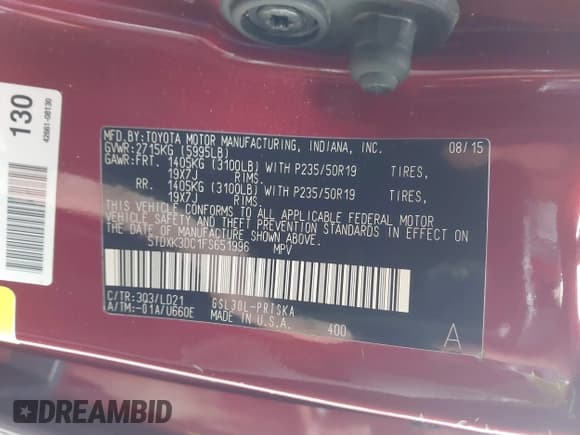 ✅ 2015 Toyota Sienna SE • VIN: 5TDXK3DC1FS651996 • Lot: 43748579. Listed on IAAI with 213,411 mi. Free auction sales archive from the USA and detailed vehicle history report at DreamBid. Image 9.