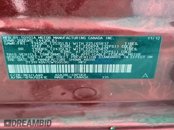 ✅ 2012 Toyota RAV4 Limited • VIN: 2T3YF4DV7CW150590 • Лот: 94807215. Опубликован ранее на Copart с пробегом 245 324 миль. Бесплатный доступ к архиву аукционных продаж из США и подробный отчёт об истории автомобиля на DreamBid. Изображение 12.