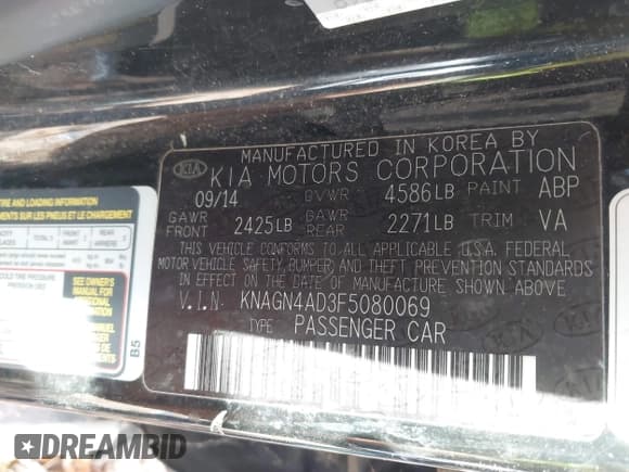 ✅ 2015 Kia Optima EX • VIN: KNAGN4AD3F5080069 • Lot: 43703883. Wystawiony na IAAI z przebiegiem 184 904 mil. Bezpłatny archiwum sprzedaży aukcyjnych z USA i szczegółowy raport historii pojazdu na DreamBid. Zdjęcie 9.
