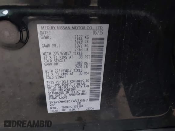 ✅ 2015 Nissan Rogue SL • VIN: 5N1AT2MV3FC883687 • Lot: 43762257. Wystawiony na IAAI z przebiegiem 164 773 mil. Bezpłatny archiwum sprzedaży aukcyjnych z USA i szczegółowy raport historii pojazdu na DreamBid. Zdjęcie 9.