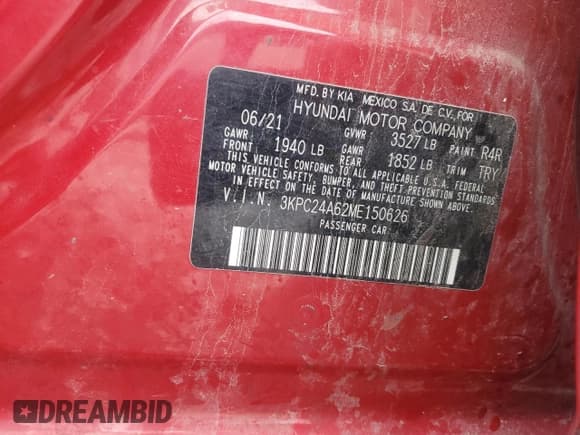 ✅ 2021 Hyundai Accent SE • VIN: 3KPC24A62ME150626 • Лот: 44987765. Опубликован ранее на Copart с пробегом 80 556 миль. Бесплатный доступ к архиву аукционных продаж из США и подробный отчёт об истории автомобиля на DreamBid. Изображение 14.