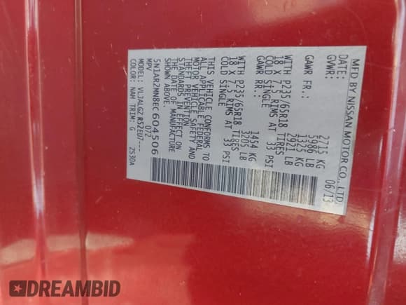 ✅ 2014 Nissan Pathfinder S • VIN: 5N1AR2MN8EC604506 • Lot: 42329725. Listed on IAAI with 163,520 mi. Free auction sales archive from the USA and detailed vehicle history report at DreamBid. Image 9.