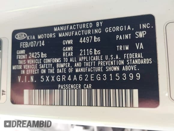 ✅ 2014 Kia Optima SXL Turbo • VIN: 5XXGR4A62EG315399 • Lot: 41725260. Wystawiony na IAAI z przebiegiem 182 343 mil. Bezpłatny archiwum sprzedaży aukcyjnych z USA i szczegółowy raport historii pojazdu na DreamBid. Zdjęcie 9.