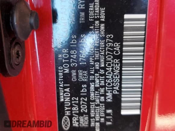 ✅ 2012 Hyundai Veloster w/Gray Int • VIN: KMHTC6AD4CU077973 • Лот: 87249725. Опубликован ранее на Copart с пробегом 83 864 миль. Бесплатный доступ к архиву аукционных продаж из США и подробный отчёт об истории автомобиля на DreamBid. Изображение 13.