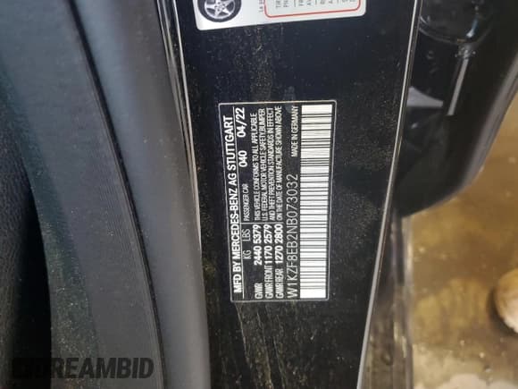 ✅ 2022 Mercedes-Benz E 350 • VIN: W1KZF8EB2NB073032 • Лот: 48823033. Опубликован ранее на Copart с пробегом 10 188 миль. Бесплатный доступ к архиву аукционных продаж из США и подробный отчёт об истории автомобиля на DreamBid. Изображение 12.