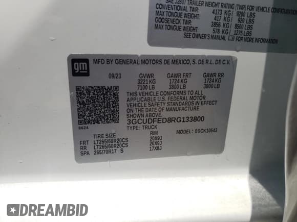 ✅ 2024 Chevrolet Silverado 1500 LT Trail Boss • VIN: 3GCUDFED8RG133800 • Lot: 80918655. Wystawiony na Copart z przebiegiem 21 714 mil. Bezpłatny archiwum sprzedaży aukcyjnych z USA i szczegółowy raport historii pojazdu na DreamBid. Zdjęcie 12.