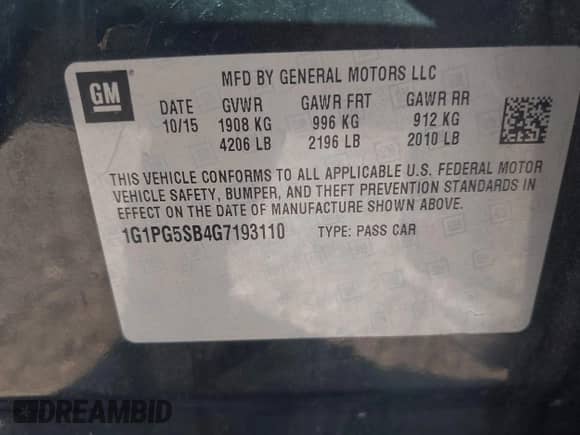 2016 Chevrolet Cruze LTZ z VIN 1G1PG5SB4G7193110, wystawiony jako IAAI lot #43450332 z przebiegiem 176 393 mil mil oraz . Historia ofert i sprzedaży dostępna na DreamBid. Obrazek 9.