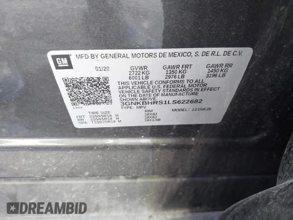 ✅ 2020 Chevrolet Blazer LT • VIN: 3GNKBHRS1LS622682 • Lot: 42658106. Listed on IAAI with 107,530 mi. Free auction sales archive from the USA and detailed vehicle history report at DreamBid. Image 9.