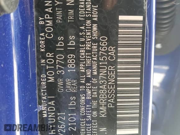 2022 Hyundai Venue SE с VIN KMHRB8A37NU157660, выставлен на аукционе Copart как лот 61989594 с пробегом 29 228 миль миль и Списание • Salvage title. История ставок и продаж доступна на DreamBid. Изображение 13.