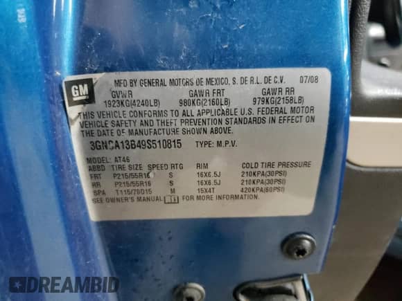 2009 Chevrolet HHR LS с VIN 3GNCA13B49S510815, выставлен на аукционе Copart как лот 79829374 с пробегом 100 558 миль миль и Чистый • Clean title. История ставок и продаж доступна на DreamBid. Изображение 14.