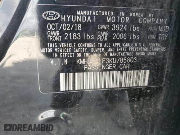 ✅ 2019 Hyundai Elantra SEL • VIN: KMHD84LF3KU785803 • Lot: 84272095. Listed on Copart with 128,362 mi. Free auction sales archive from the USA and detailed vehicle history report at DreamBid. Image 12.