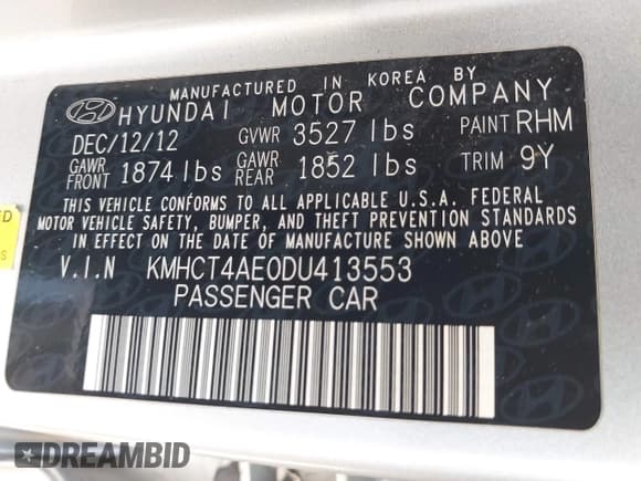 ✅ 2013 Hyundai Accent GLS • VIN: KMHCT4AE0DU413553 • Лот: 43335691. Опубликован ранее на IAAI с пробегом 126 844 миль. Бесплатный доступ к архиву аукционных продаж из США и подробный отчёт об истории автомобиля на DreamBid. Изображение 9.