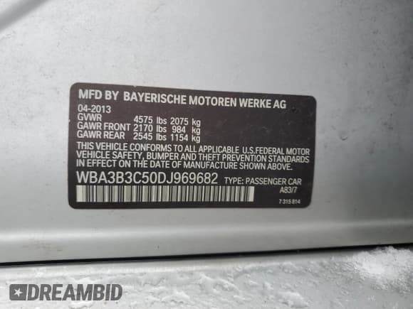 ✅ 2013 BMW 3 Series 328i xDrive • VIN: WBA3B3C50DJ969682 • Lot: 91551735. Wystawiony na Copart z przebiegiem 148 002 mil. Bezpłatny archiwum sprzedaży aukcyjnych z USA i szczegółowy raport historii pojazdu na DreamBid. Zdjęcie 12.