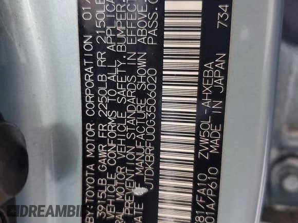 ✅ 2016 Toyota Prius Two • VIN: JTDKBRFU0G3506020 • Lot: 92873575. Wystawiony na Copart z przebiegiem 118 394 mil. Bezpłatny archiwum sprzedaży aukcyjnych z USA i szczegółowy raport historii pojazdu na DreamBid. Zdjęcie 12.