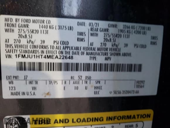 ✅ 2021 Ford Expedition XLT • VIN: 1FMJU1HT4MEA22648 • Lot: 71452615. Wystawiony na Copart z przebiegiem 39 752 mil. Bezpłatny archiwum sprzedaży aukcyjnych z USA i szczegółowy raport historii pojazdu na DreamBid. Zdjęcie 13.