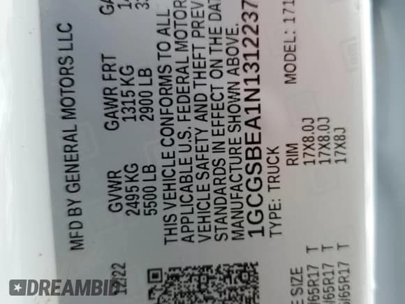 ✅ 2022 Chevrolet Colorado 2WD Work Truck • VIN: 1GCGSBEA1N1312237 • Лот: 55891524. Опубликован ранее на Copart с пробегом 19 477 миль. Бесплатный доступ к архиву аукционных продаж из США и подробный отчёт об истории автомобиля на DreamBid. Изображение 13.