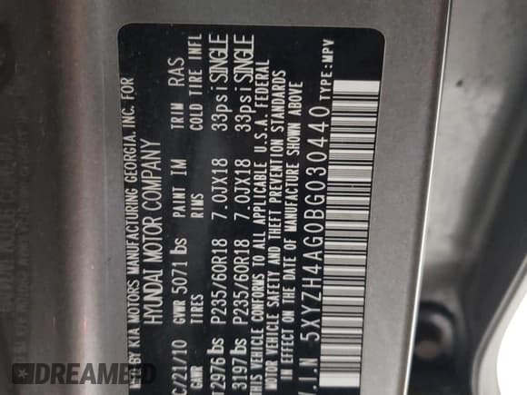 ✅ 2011 Hyundai Santa Fe SE • VIN: 5XYZH4AG0BG030440 • Lot: 83838424. Listed on Copart with 229,974 mi. Free auction sales archive from the USA and detailed vehicle history report at DreamBid. Image 13.