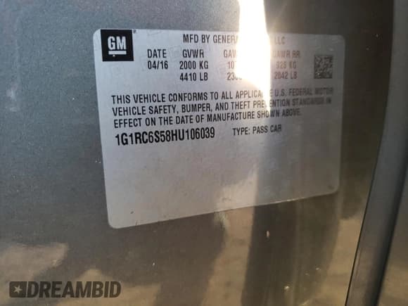 ✅ 2017 Chevrolet Volt LT • VIN: 1G1RC6S58HU106039 • Lot: 40299194. Wystawiony na Copart z przebiegiem Nie podano. Bezpłatny archiwum sprzedaży aukcyjnych z USA i szczegółowy raport historii pojazdu na DreamBid. Zdjęcie 12.