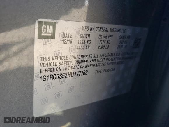 ✅ 2017 Chevrolet Volt LT • VIN: 1G1RC6S52HU177768 • Lot: 46061674. Wystawiony na Copart z przebiegiem 82 176 mil. Bezpłatny archiwum sprzedaży aukcyjnych z USA i szczegółowy raport historii pojazdu na DreamBid. Zdjęcie 13.