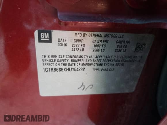 2017 Chevrolet Volt Premier z VIN 1G1RB6S5XHU104232, wystawiony jako Copart lot #46373543 z przebiegiem 94 666 mil mil oraz . Historia ofert i sprzedaży dostępna na DreamBid. Obrazek 12.