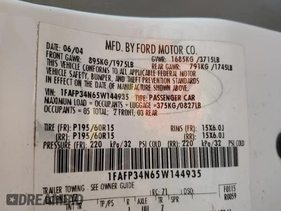 ✅ 2005 Ford Focus S • VIN: 1FAFP34N65W144935 • Lot: 93294375. Wystawiony na Copart z przebiegiem 123 592 mil. Bezpłatny archiwum sprzedaży aukcyjnych z USA i szczegółowy raport historii pojazdu na DreamBid. Zdjęcie 12.